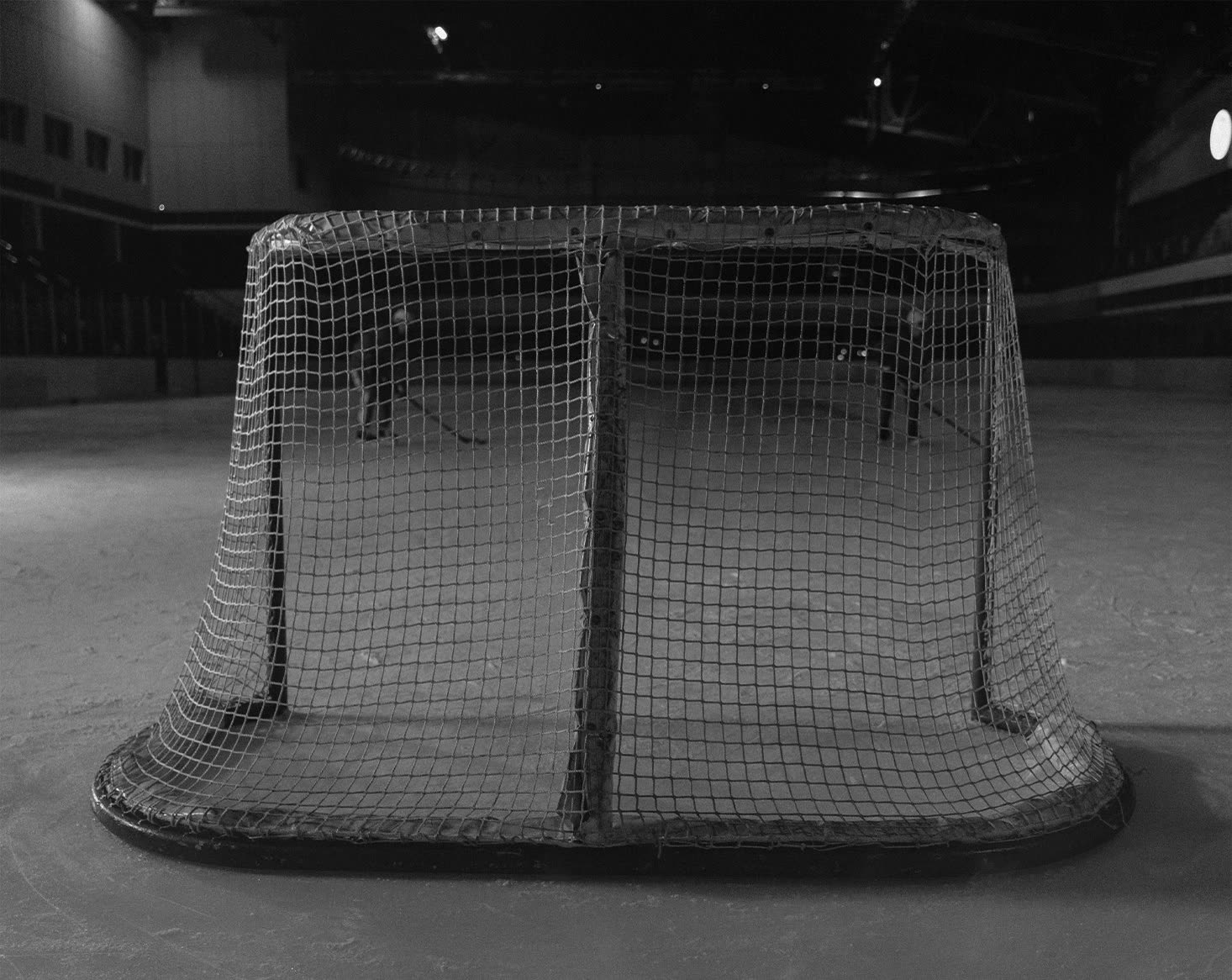 An empty net on the ice